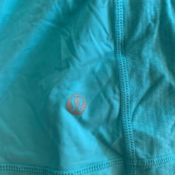 Lululemon Teal Blue & Black Long Sleeverunning Shirt Workout Gym Top - Picture 3 of 3